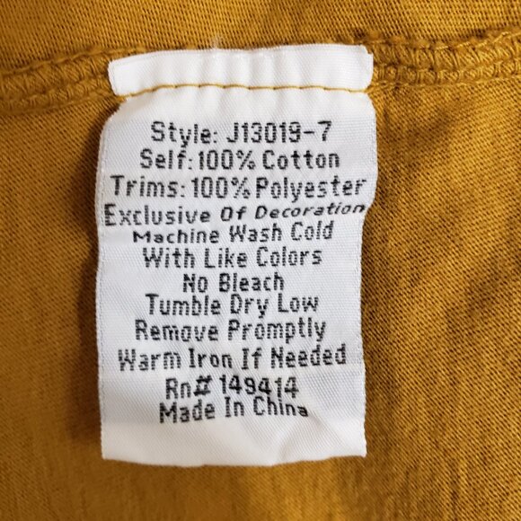 Johnny Was Tunic Top LARGE Dark Mustard Embroidered Floral 3/4-Sleeve #J13019-7 - Picture 10 of 10